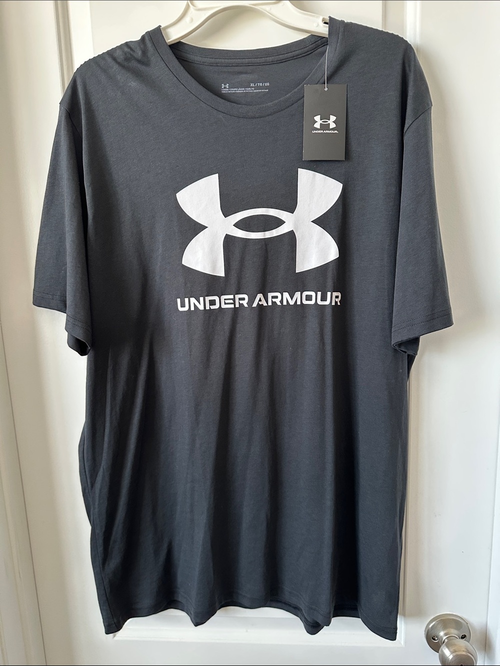 Under Armour Black Short-Sleeve Logo Tee with White Emblem